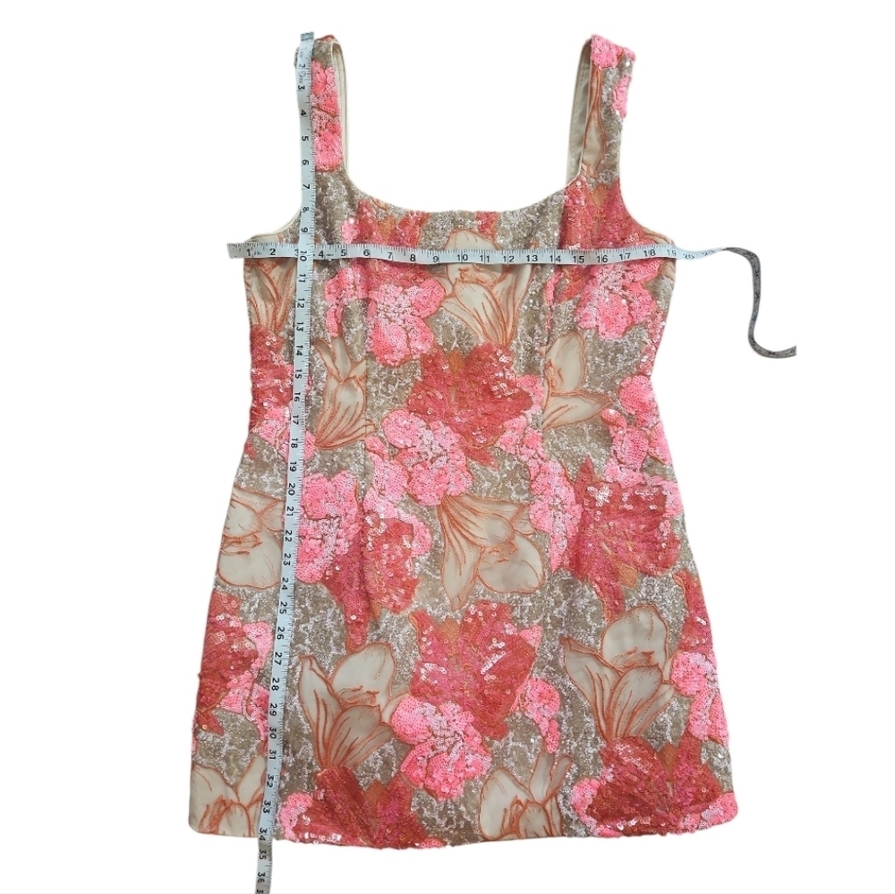 NWT Muse by Marchesa Romy Floral Sequin A-Line Mini Dress Sz 14 Pink Orange - Picture 10 of 15
